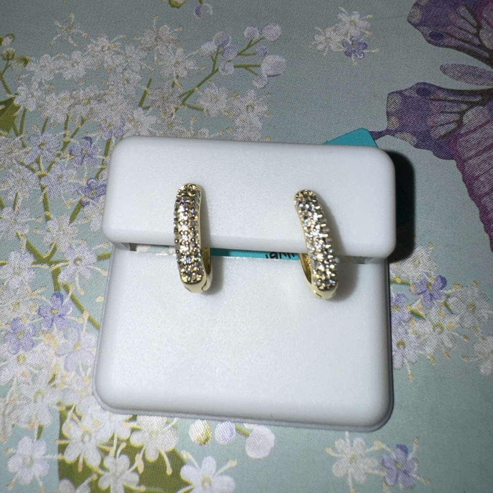 Gold Moissanite Huggie Hoop Earrings